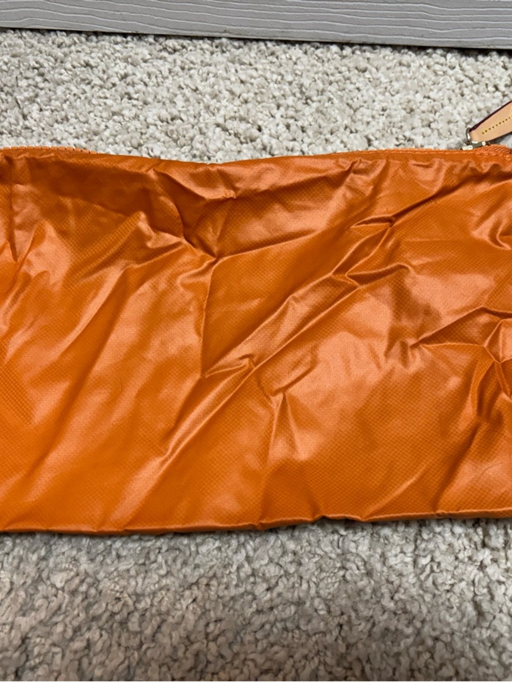 MZ Wallace Orange Nylon Cosmetic Pouch with Leather Logo - Picture 3 of 4